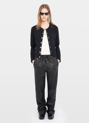Cardigan boutonné uni en coton bio ZADIG&VOLTAIRE Noir